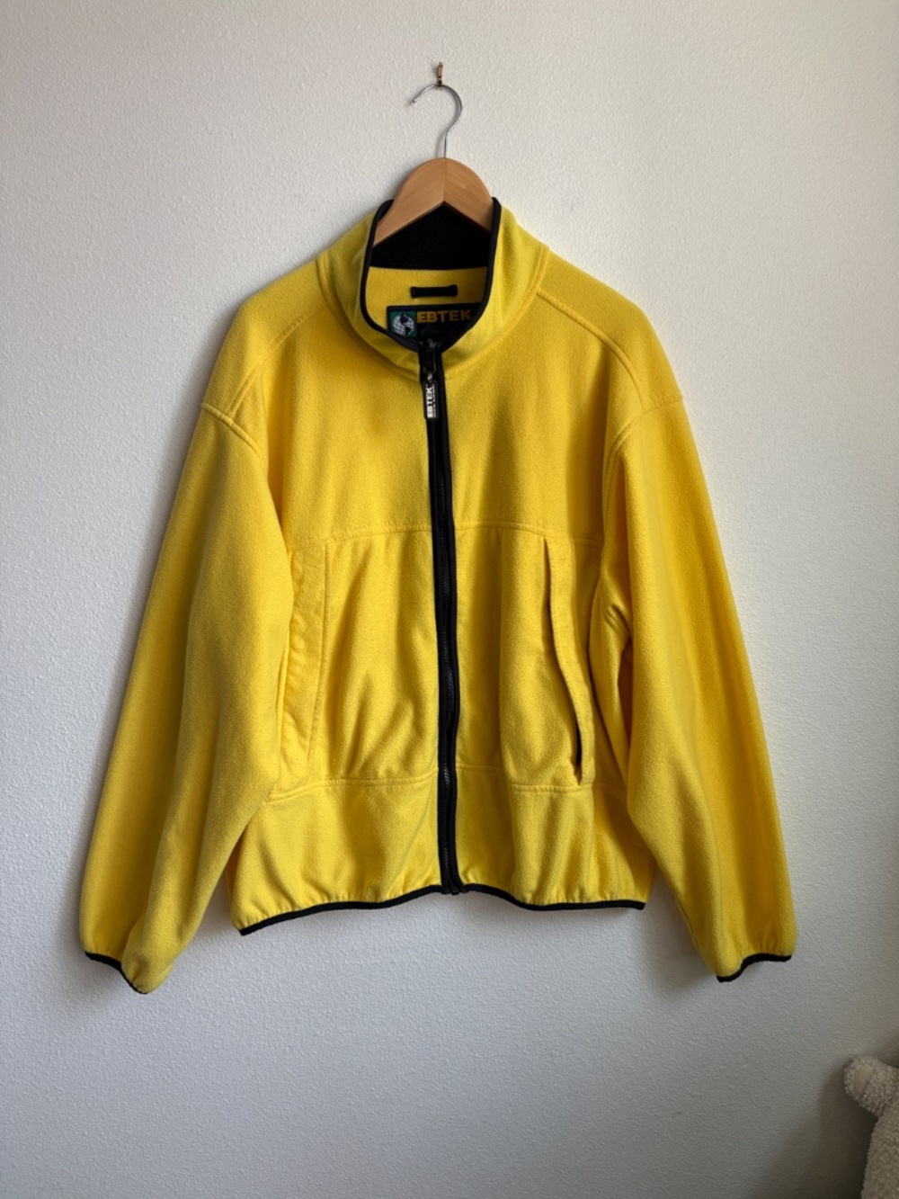 Vintage EBTEK Eddie Bauer Yellow Fleece Jacket Mens XL Full Zip Made in USA